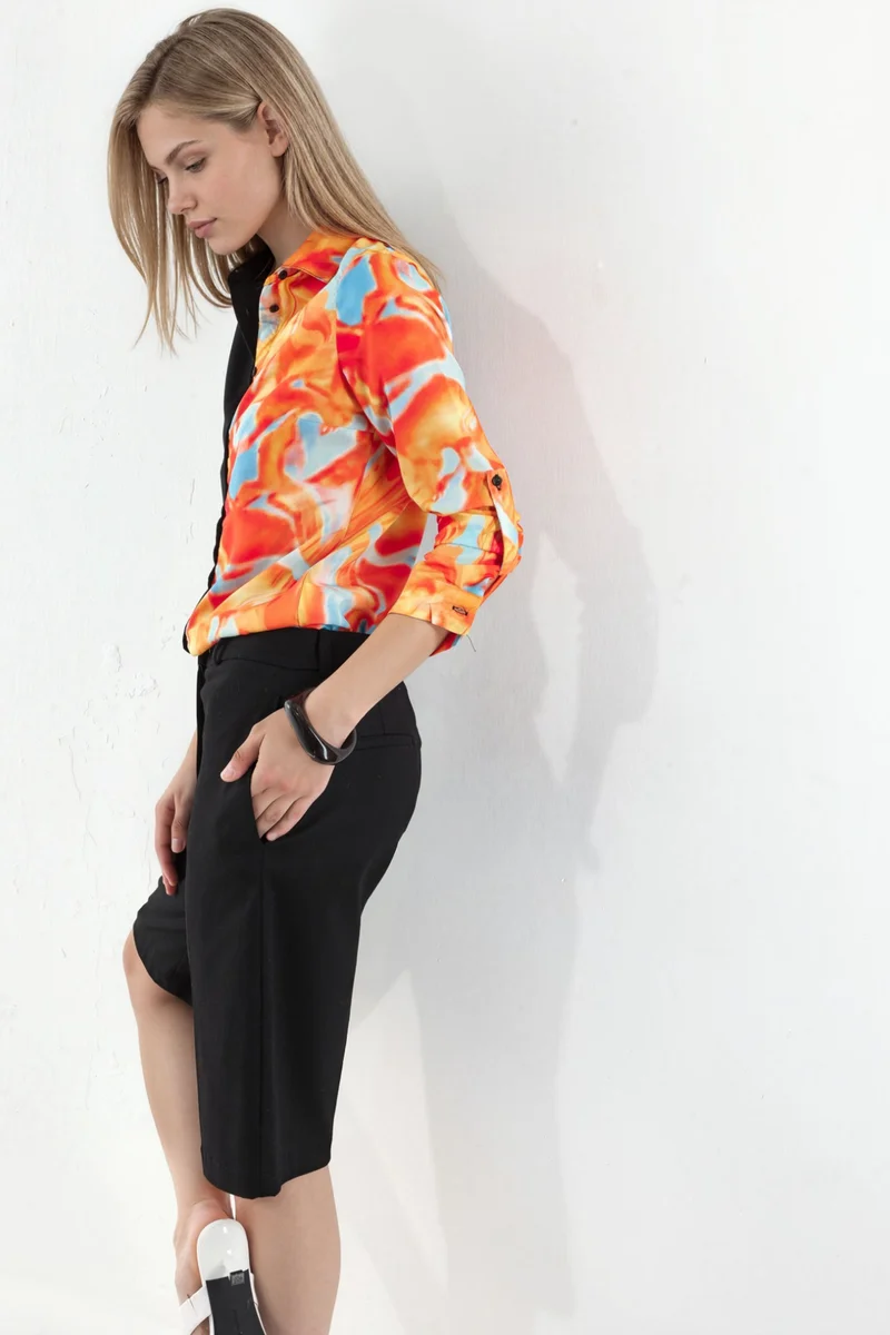 Jennyfer Women's Abstract Print Button-Front Shirt