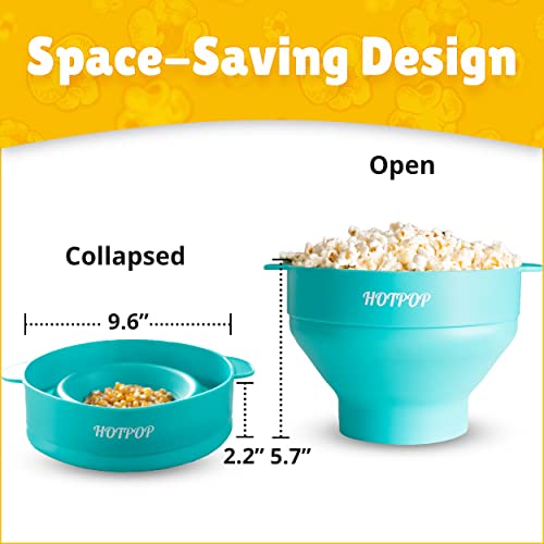 HOTPOP The Original Hotpop Microwave Popcorn Bowl Popper, Silicone Popcorn Maker, Collapsible Bowl and Dishwasher Safe- 20 Colors Available (Cyan) - Image 5