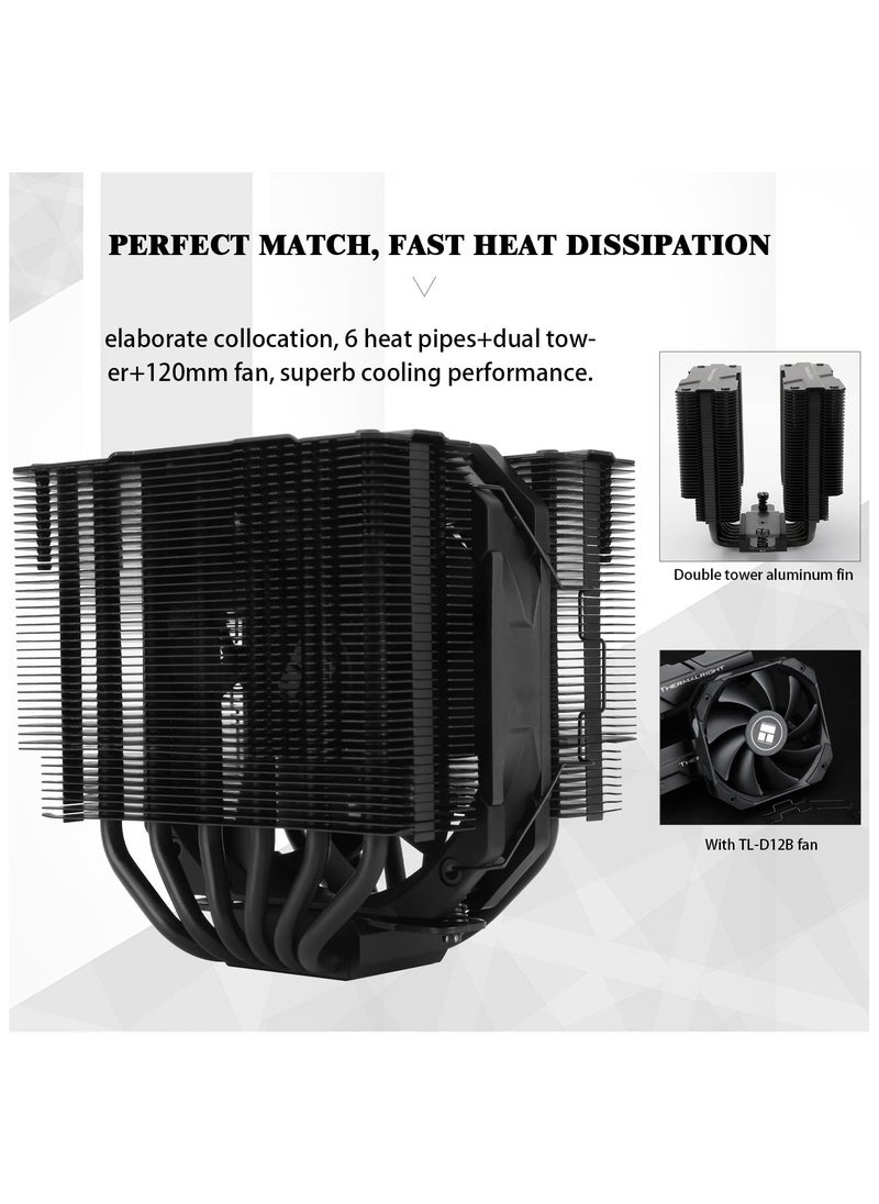Thermalright Peerless Assassin 120 Mini Black CPU Air Cooler, 6 Heat Pipes Dual Towers Cooler, with TL-D12B PWM Fans, Desktop PC Cooler for Intel LGA 1851/1700/1150/1151/1200/2011,AMD:AM4/AM5  - Image 4