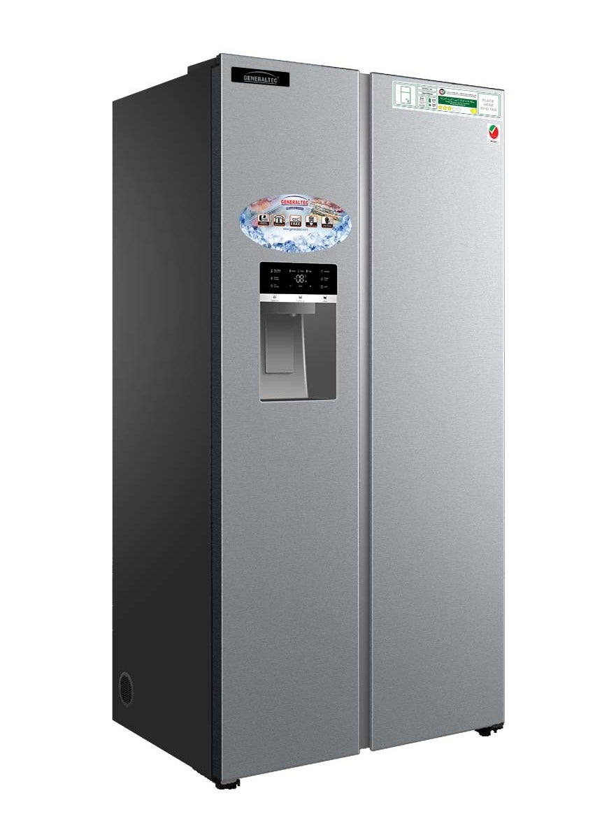 Generaltec French Door Refrigerator (Model-GR910XIMSB) 375L Fridge & 182L Freezer | No Frost | CFC Free | 6-Drawer Freezer Touch Display | Digital Water Dispenser | Ice Cube Maker & Crusher 557 L GR910XIMSB silver