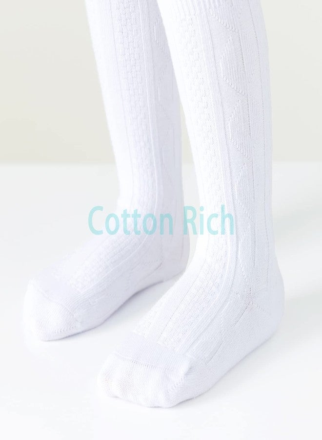 Mini angel Baby Knee High Socks White Seamless Knee Socks 5 Pairs Cable Knit Cotton Stockings for Infant Toddler Boys Girls (White, 6-12 Months) - Image 4