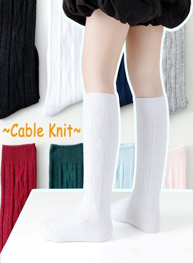 Mini angel Baby Knee High Socks White Seamless Knee Socks 5 Pairs Cable Knit Cotton Stockings for Infant Toddler Boys Girls (White, 6-12 Months) - Image 2