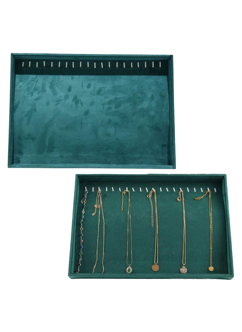 ORTUK Necklace Storage Tray Stackable Bracelet Display Trays, Velvet Jewelry Organizer, 20 Hooks Space Saving Display Box for Necklaces, Pendants, Chains, Jewelry Tray Showcase for Women Girls 35x24cm  - Image 1