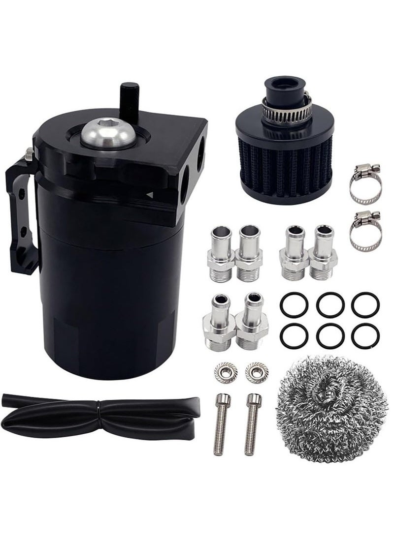 Generic Universal Oil Catch Can 300ml Polished Engine Air Oil Separator Tank Oil Reservoir Kit With Air Filter  - Image 1