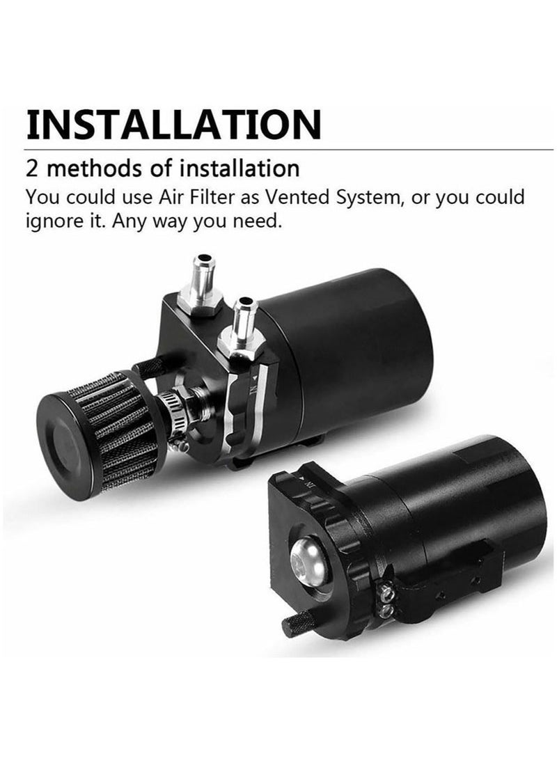 Generic Universal Oil Catch Can 300ml Polished Engine Air Oil Separator Tank Oil Reservoir Kit With Air Filter  - Image 2