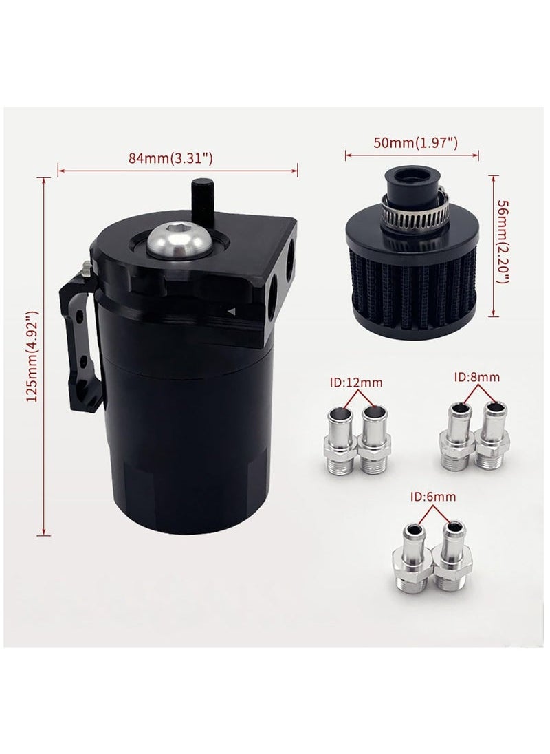 Generic Universal Oil Catch Can 300ml Polished Engine Air Oil Separator Tank Oil Reservoir Kit With Air Filter  - Image 5