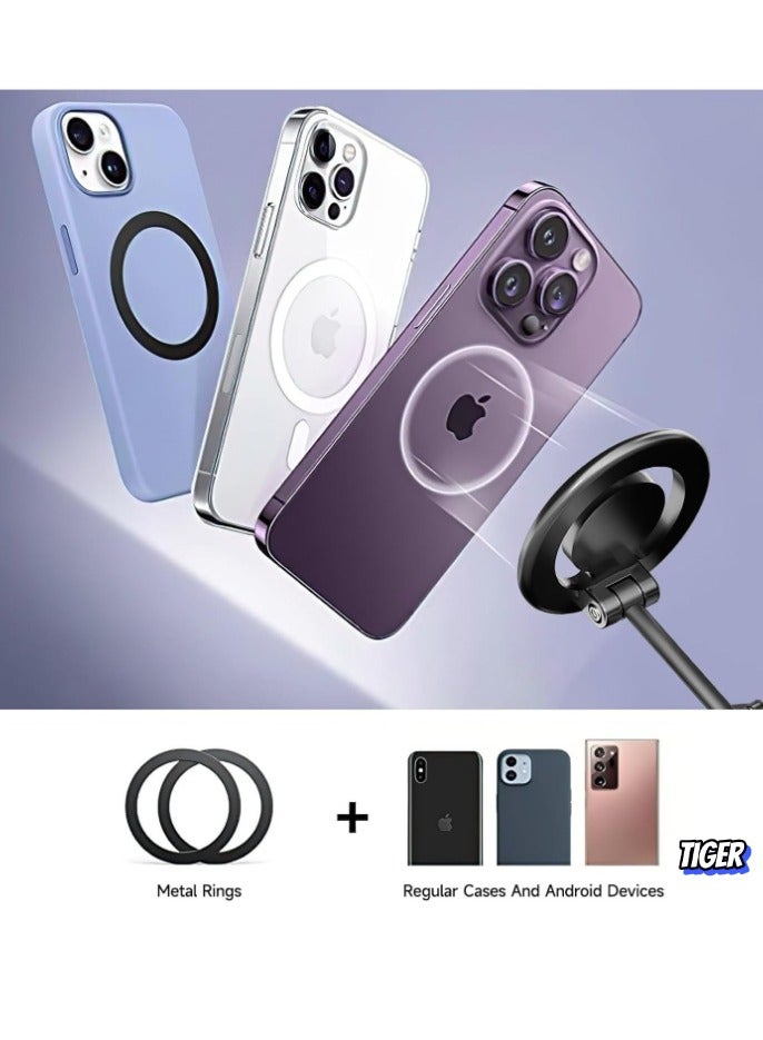 TIGER Magnetic Car Mount – 360° Rotation All-Metal Magnetic Phone Holder, Strong Magnets for iPhone 15/14/13 Pro Max Plus & All Smartphones, Secure, Adjustable, Hands-Free, Durable, Easy Installation for Safe Driving and Navigation - Image 2