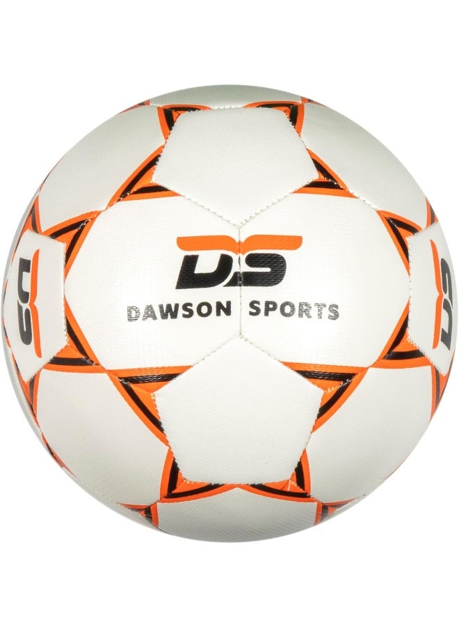 Dawson Sports TPU 100 Football (Size 4 - Soft, Durable, and Machine Stitched - Available in 3 Sizes - White/Orange) - Image 1