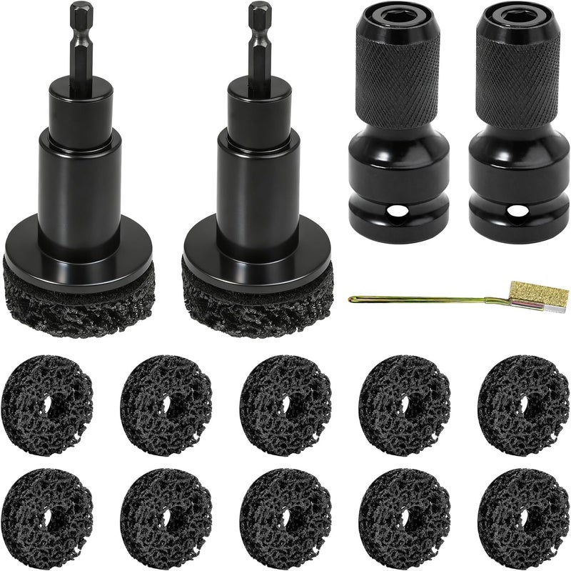 Joworthy 2 Sets Wheel Hub Cleaning Kit Fits Power Drill or 1/2" Impact Driven Wrenches for Car & Truck, Hub Cleaning Tool Quickly Remove Rust from Studs and Brake Discs - Image 1