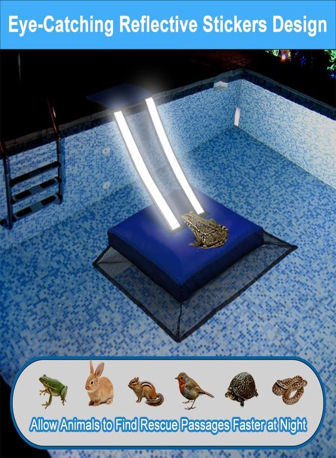 منحدر هروب للحيوانات من HKZ، قطعتان، لحمايتها من الضفادع في حمام السباحة الخشبي مع شرائط عاكسة، منحدر هروب للحيوانات البرية من السناجب والسحالي والبط والثعابين والضفادع (قطعتان، أزرق داكن) - Image 5