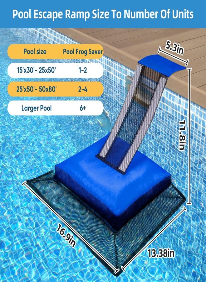 منحدر هروب للحيوانات من HKZ، قطعتان، لحمايتها من الضفادع في حمام السباحة الخشبي مع شرائط عاكسة، منحدر هروب للحيوانات البرية من السناجب والسحالي والبط والثعابين والضفادع (قطعتان، أزرق داكن) - Image 4
