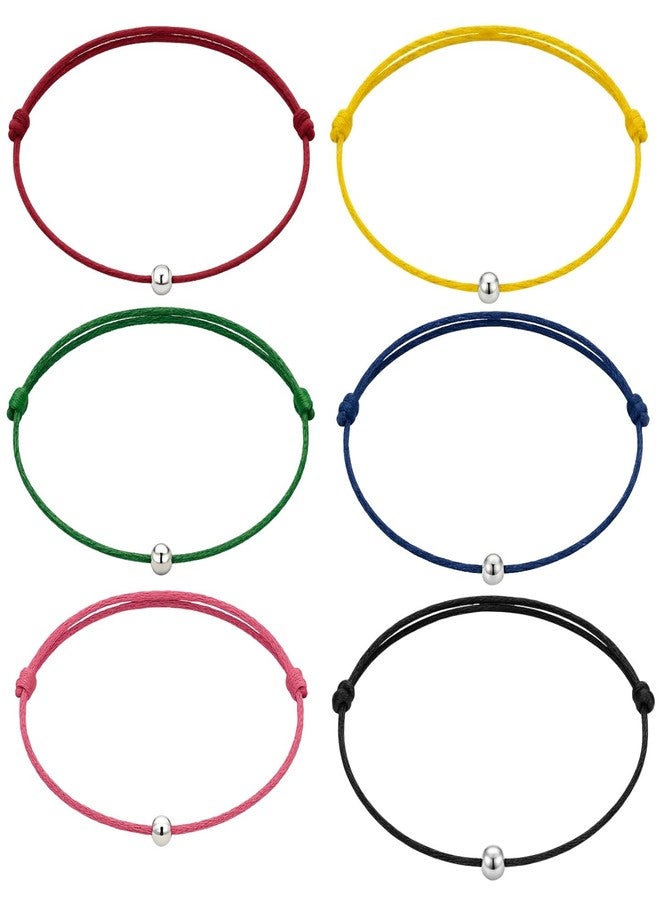 DARSHRAJ Handmade 925 Sterling Silver Anklet | Thread Nazariya Anklet for Girls & Women | 6 - Piece Combo of Colorful Thread and Silver Ball Anklets - Image 1