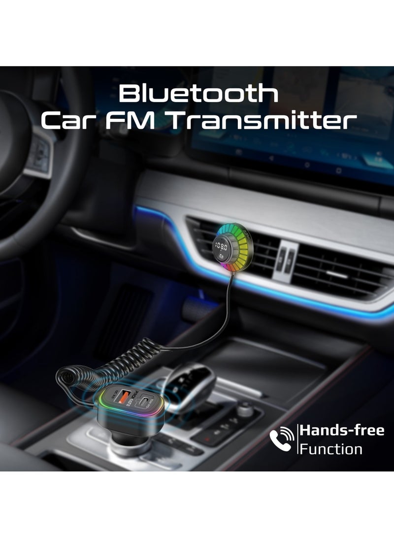 PROMATE Wireless Radio Car Adapter with AC Vent & Dashboard Compatible 1.5m built-in Controller, Bluetooth V5.3, PD30W USB-C, QC3.0 Fast Port, Hands-Free Calling, Dynamic RGB Lights, SmarTune-EXT Black - Image 2