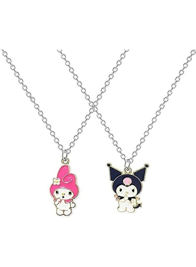 Sanrio 2 Pcs Cute Necklace Kawaii Bff Necklace Aesthetic Pendant Accessories Friendship Bestie Best Friend Gift For Teen Girls - Image 2