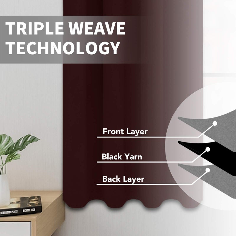 إيزي-جوينج ستائر تعتيم سهلة لغرفة نوم جروميت معزول حراري وضوضاء تقليل الستائر الغرفة الستائر الغامق لغرفة المعيشة 2 لوحات (52 × 96 في النبيذ) - Image 3