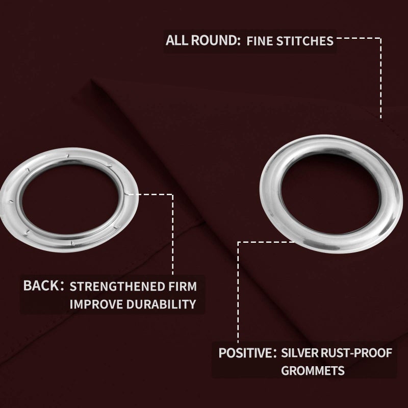 إيزي-جوينج ستائر تعتيم سهلة لغرفة نوم جروميت معزول حراري وضوضاء تقليل الستائر الغرفة الستائر الغامق لغرفة المعيشة 2 لوحات (52 × 96 في النبيذ) - Image 4