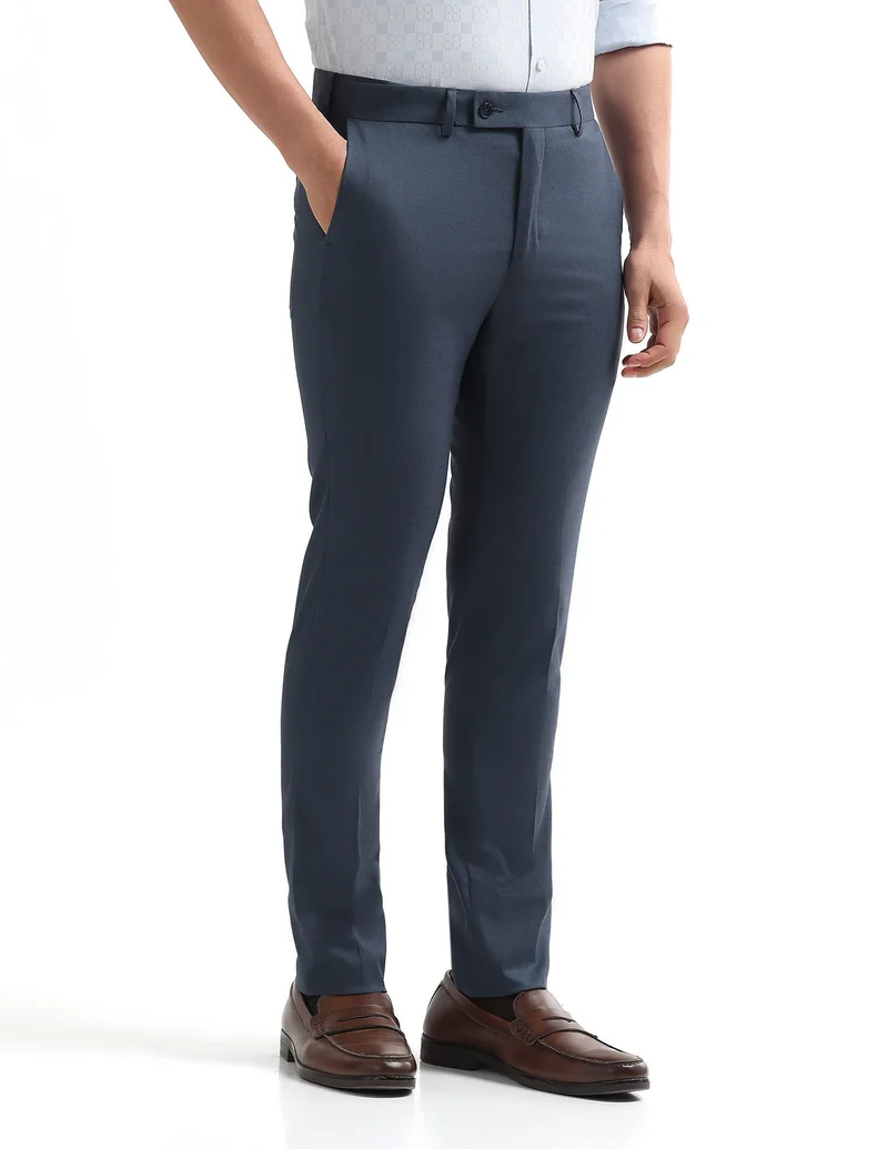 Arrow Blue Super Slim Fit Velocity Trousers for Men | Best Price UAE