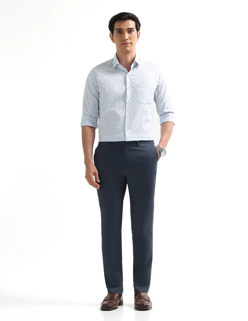 Arrow Blue Super Slim Fit Velocity Trousers for Men | Best Price UAE