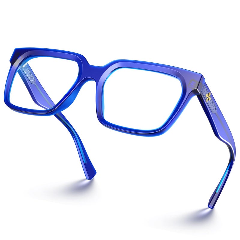 VISOONE Rectangle TR90 Blue Light Blocking Glasses Computer Eyewear with Preppy Look for Women and Men Cougar