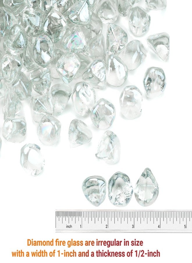 Skyflame ماسات زجاج النار من سكاي فليم، وزن 10 أرطال، لتزيين حفرة النار والمدفأة والحديقة، زجاج عاكس بسمك نصف بوصة، كريستال آيس - Image 2