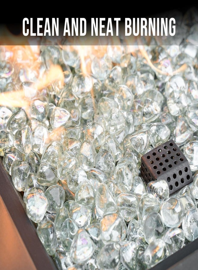 Skyflame ماسات زجاج النار من سكاي فليم، وزن 10 أرطال، لتزيين حفرة النار والمدفأة والحديقة، زجاج عاكس بسمك نصف بوصة، كريستال آيس - Image 3