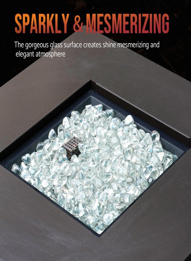 Skyflame ماسات زجاج النار من سكاي فليم، وزن 10 أرطال، لتزيين حفرة النار والمدفأة والحديقة، زجاج عاكس بسمك نصف بوصة، كريستال آيس - Image 5