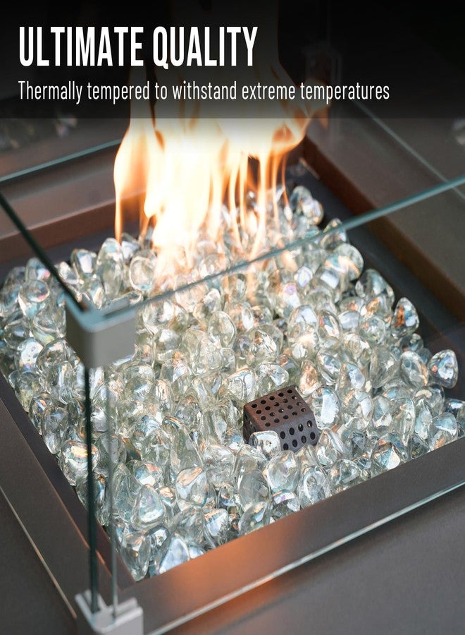 Skyflame ماسات زجاج النار من سكاي فليم، وزن 10 أرطال، لتزيين حفرة النار والمدفأة والحديقة، زجاج عاكس بسمك نصف بوصة، كريستال آيس - Image 4