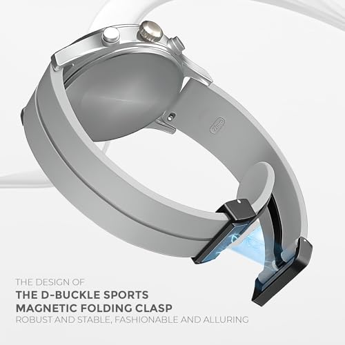PunnkFunnk Punnk Funnk 22MM Silicone Strap with Folding Magnetic Lock Compatible with Samsung Galaxy Watch 3 45mm/ Galaxy Watch 46mm/Gear S3 Classic/Frontier Compatible All 22MM Watches(Light Grey) - Image 4