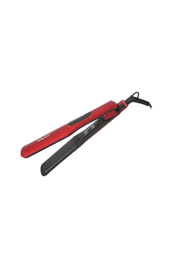 Sokany SK-1923 Hair Straightener, Red/Black, Ceramic