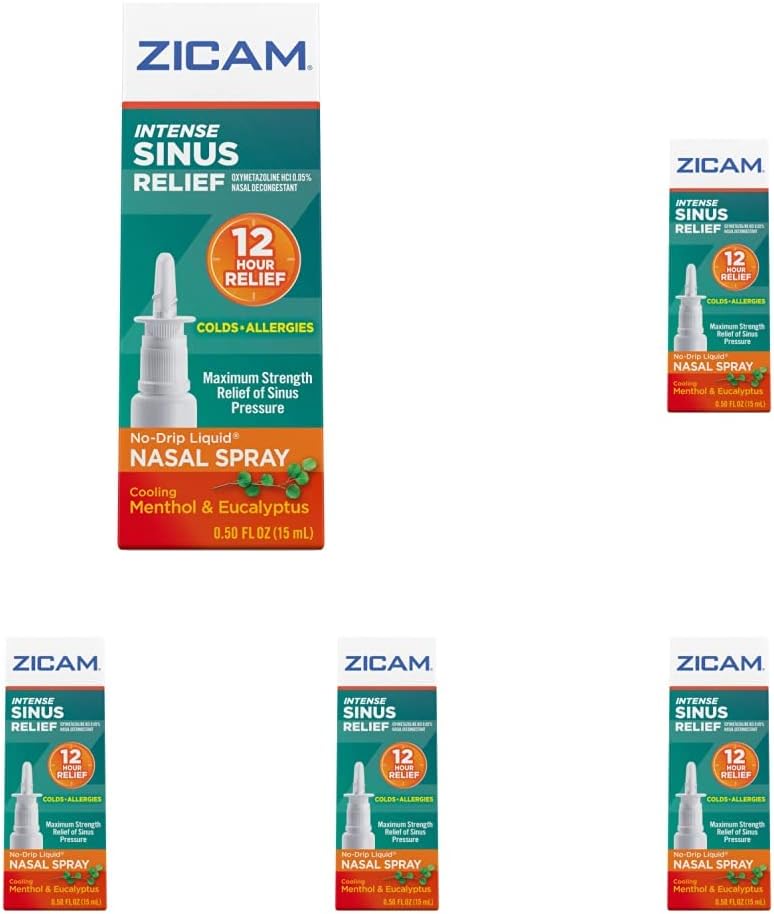 Zicam زكام تخفيف احتقان الجيوب الأنفية المكثف رذاذ أنفي سائل بدون تسرب مع المنثول المبرد والأوكاليبتوس 05 أونصة عبوة من 5 - Image 1