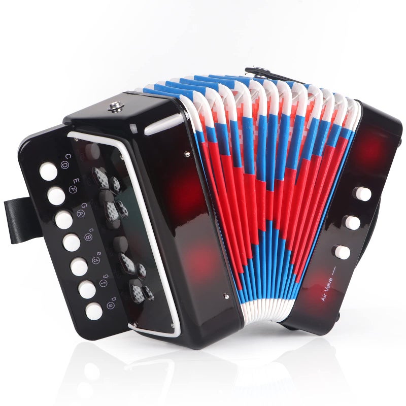Horse Kids Accordion, 10 Keys Button Control Kid Accordions Musical Instruments for Child Children Toddlers Beginners Accordian Lightweight 7 key 3 Bass Mini AcordeÃ³n Toy Acordeones Para MiÃ±os Black - Image 1
