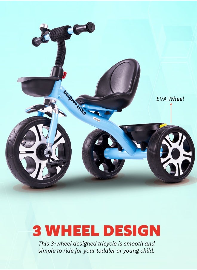 Baybee Coaster Tricycle for Kids Baby Smart Plug and Play Kids Tricycle Cycle with Front u0026 Rear Storage Baskets 3 Wheels Tricycle Bicycle Baby Tricycle Cycle for Kids 2 to 5 Years Boy Girl Blue  - Image 3