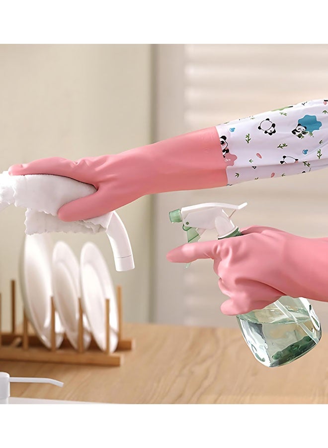 Cute Panda Pattern Dishwashing Gloves Waterproof Plush Housework Gloves For Home Kitchen Housekeeping Gloves - Image 4