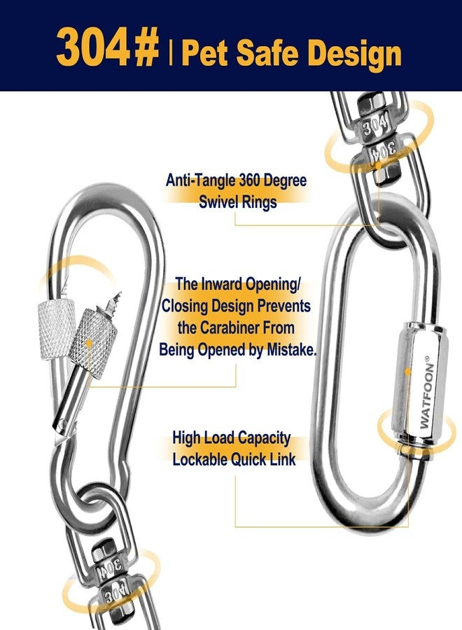 WATFOON Dog Leads for Yard, 1500LBS Break Strength, Stainless Steel Heavy Duty Tie Out Cable for Dogs Training with Dual Rotating Hooks, Water Resistant Dog Chain Leads for Outside Camping (30ft) - Image 4