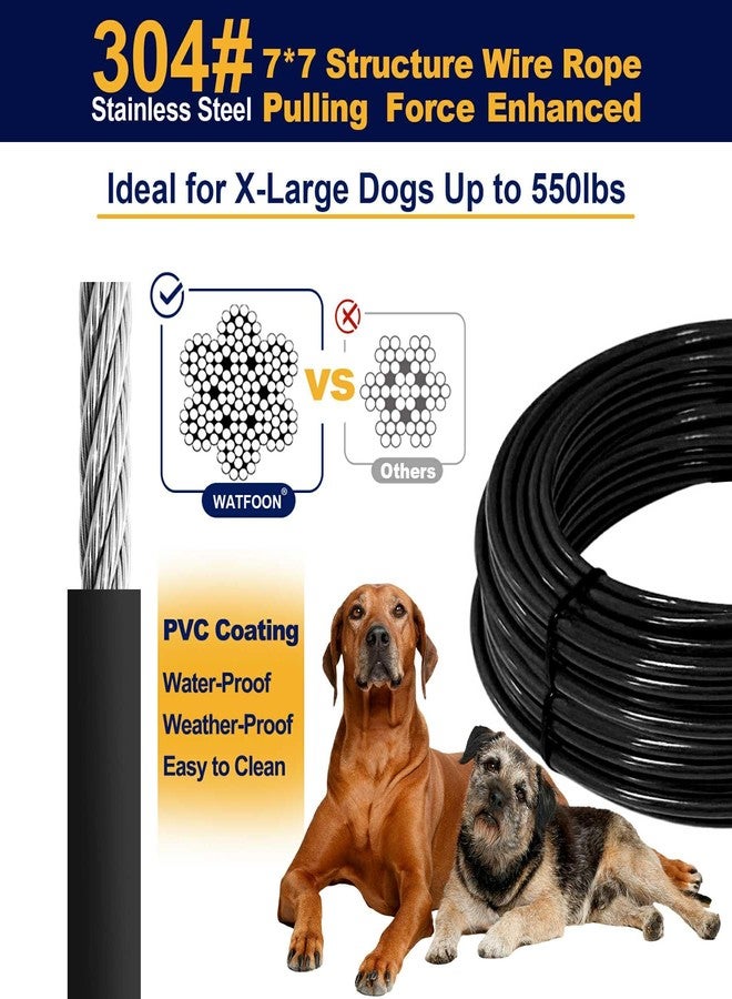 WATFOON Dog Leads for Yard, 1500LBS Break Strength, Stainless Steel Heavy Duty Tie Out Cable for Dogs Training with Dual Rotating Hooks, Water Resistant Dog Chain Leads for Outside Camping (30ft) - Image 3