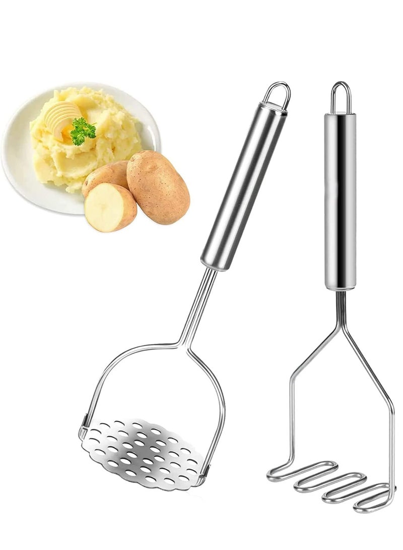 2pcs Potato Masher Heavy duty stainless steel Integrated masher kitchen tool wire masher for potatoes, avocados, beans, or fruit  vegetables  - Image 1