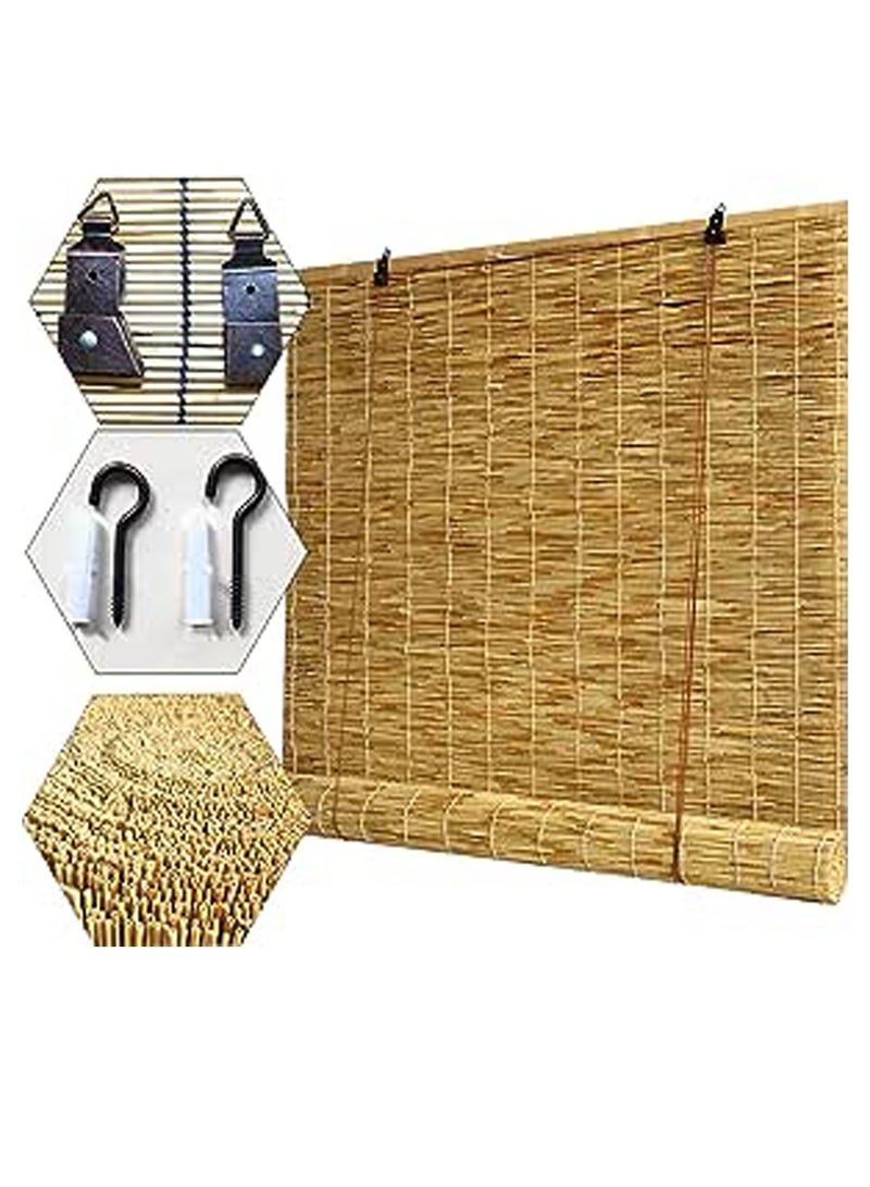 LINGWEI Bamboo Blinds Window Shades Reed Curtain Beige 200x122cm  - Image 1