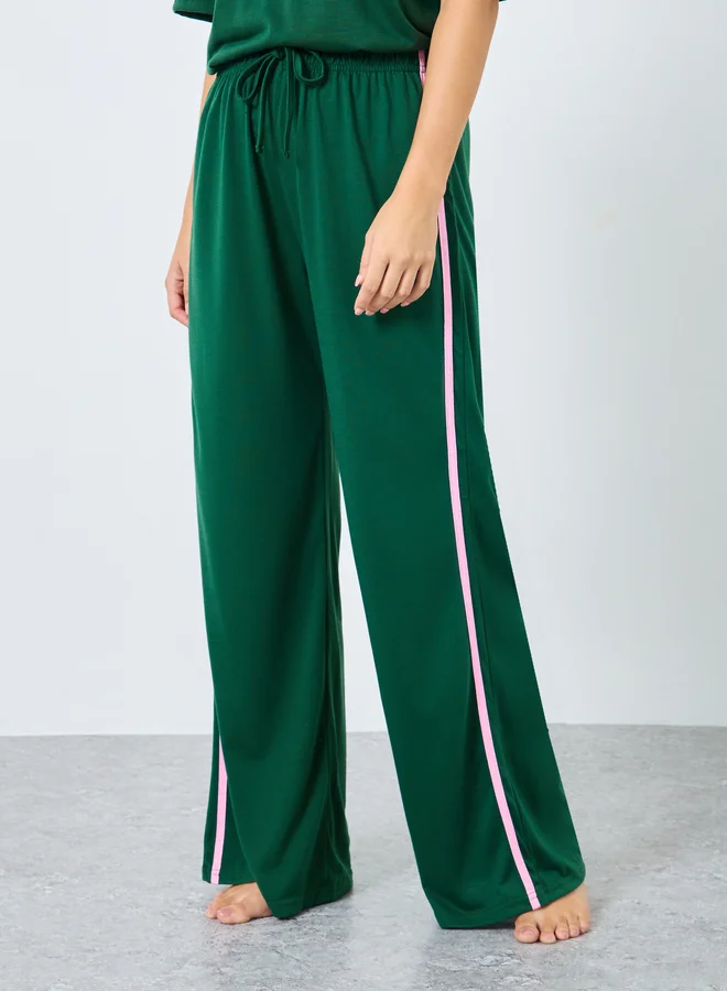 Styli Styli NYC Back Graphic Drop Shoulder T-Shirt and Side Stripe Pyjama Set