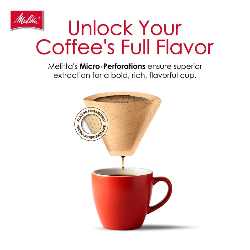 Melitta #2 Cone Coffee Filters, Natural Brown, 100 Count (Pack Of 6), 600 Total Filters - Fits all 2-6 Cup Cone Coffee Makers and 1-cup Pour-Over Brewers, Compostable, Tear-Resistant, Made in USA - Image 4