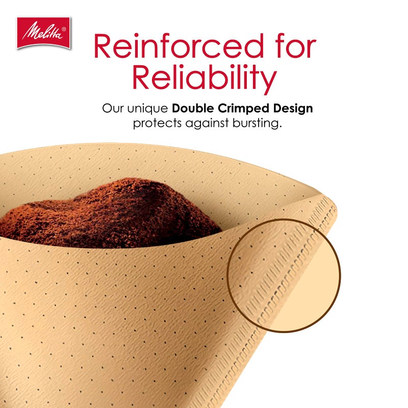 Melitta #2 Cone Coffee Filters, Natural Brown, 100 Count (Pack Of 6), 600 Total Filters - Fits all 2-6 Cup Cone Coffee Makers and 1-cup Pour-Over Brewers, Compostable, Tear-Resistant, Made in USA - Image 5