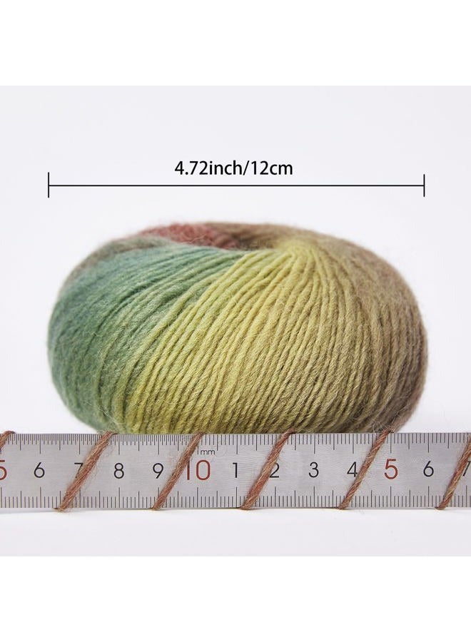 NICEEC 2 Skeins Rainbow Soft Yarn 100% Wool Gradient Multi Color Yarn for Crocheting Knit Total Length 180m×2(196yds×2,50g×2)-15# - Image 3