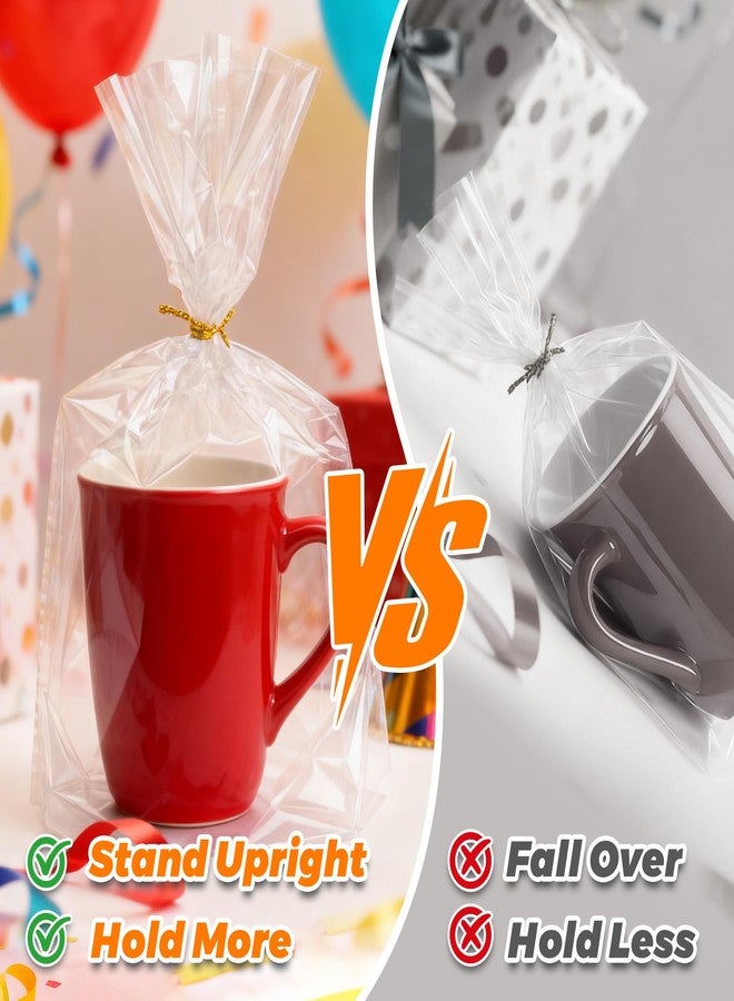 Nelisylux 8"x 11" Cellophane Bags, Flat Bottom Gusset Clear Gift Bags with Ties Party Favor Packaging Gift Mug Wrapping Plastic Cellophane Treat Bag Goodie Bag for Popcorn Candy Goodies Bread Snack, 50Pcs - Image 5