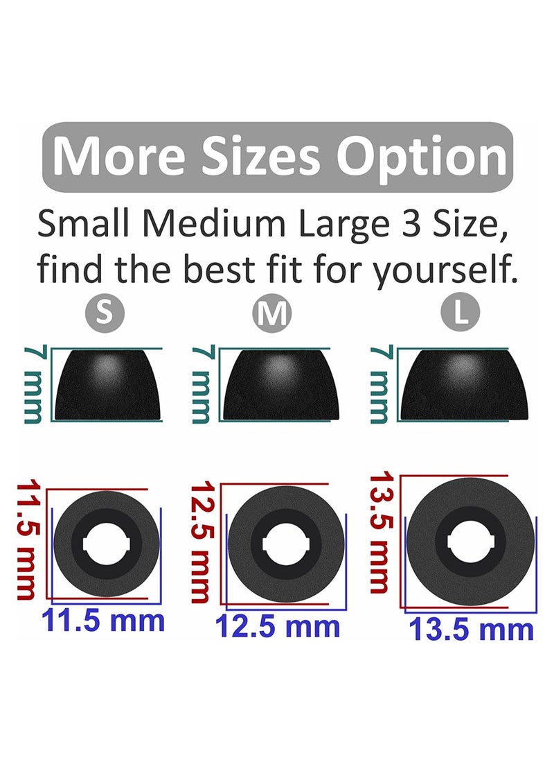 XICEN - 6 Pairs Memory Foam Galaxy Buds 2 Pro Ear Tips Buds S M L 3 Size Replacement  Earbuds Compatible with Samsung Galaxy Buds Pro 2 Pro Black - Image 1