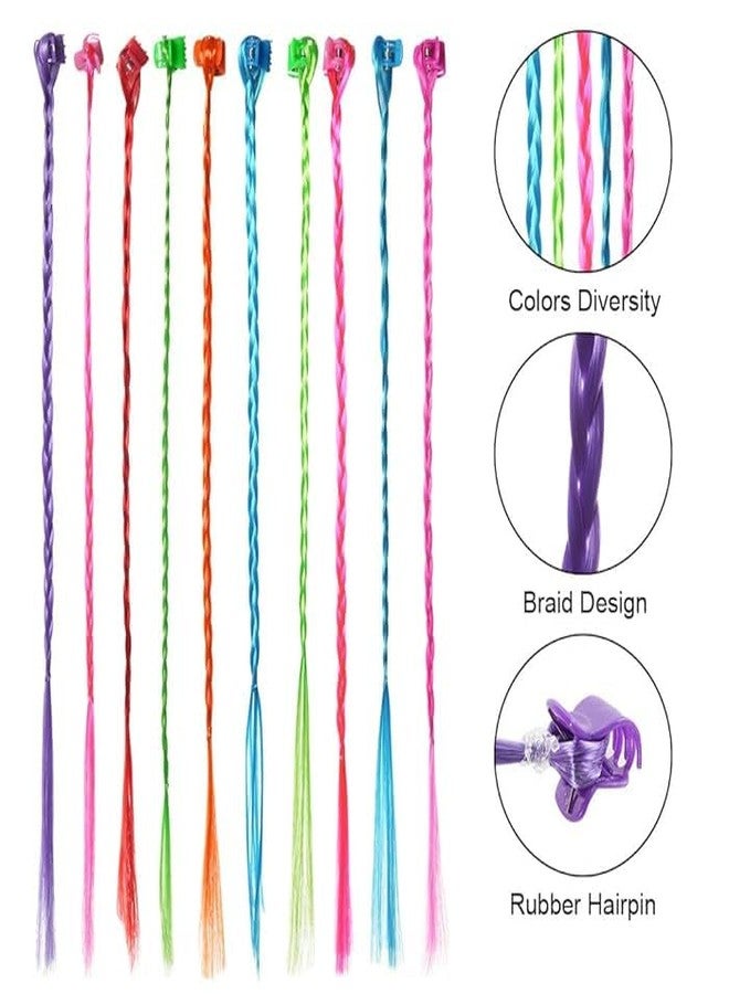 Plenteous مجموعة كبيرة من وصلات الشعر للأطفال، وصلات شعر ملونة بمشابك، وصلات شعر بألوان قوس قزح للأطفال، مشابك شعر للبنات، ضفائر شعر، مشابك تصفيف الشعر، إكسسوارات شعر للبنات والسيدات - 6 قطع. - Image 4