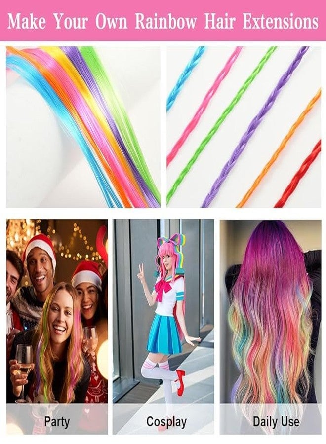 Plenteous مجموعة كبيرة من وصلات الشعر للأطفال، وصلات شعر ملونة بمشابك، وصلات شعر بألوان قوس قزح للأطفال، مشابك شعر للبنات، ضفائر شعر، مشابك تصفيف الشعر، إكسسوارات شعر للبنات والسيدات - 6 قطع. - Image 5
