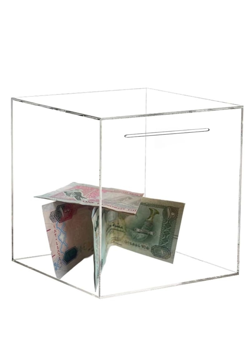 Bait Al Noor Gifts Clear Acrylic Piggy Bank for Adults, Unopenable Money Box, Kids' Money Banks Transparent Coins Saving Pot Cash Container Box Coin Jar - Image 1