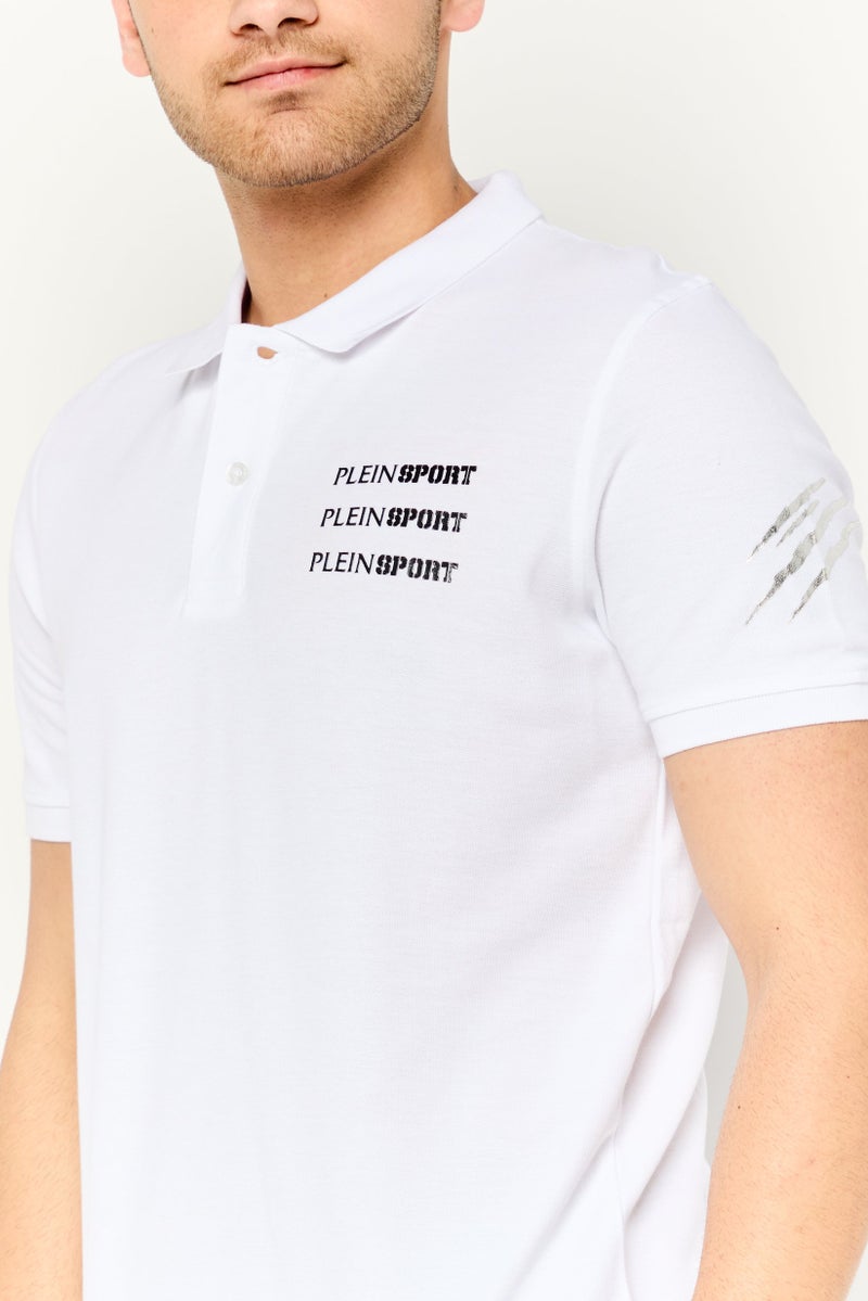 PHILIPP PLEIN تي شيرت بولو رياضي للرجال بأكمام قصيرة من بلاين سبورت، أبيض - Image 3