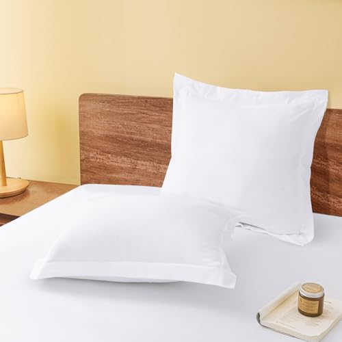 vveiiye Euro Pillow Shams Set of 2 White Pillow Shams Soft Microfiber Pillow Covers with Envelope Closure, Fade, Wrinkle and Shrink Resistant Bed Pillow Cases, 26 × 26 Inches - Image 1