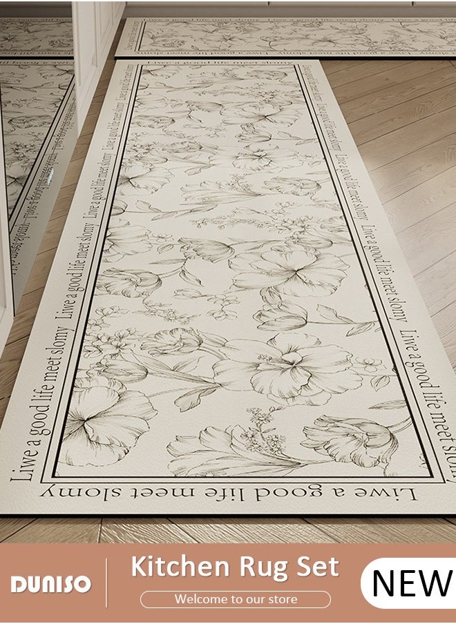 DUNISO 2 PCS  Kitchen Mats and Rugs Set , Non Slip Heavy Duty Standing Mat, Quick Dry Diatom Mud Floor Mat,  Extra Soft and Absorbent Floor Mats for  Kitchen, Bath, Office, Laundry(40*60cm+40*120cm)  - Image 1