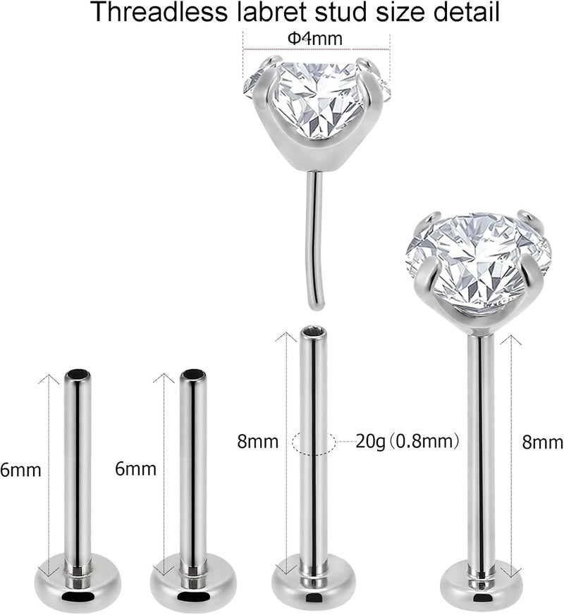 NewkeepsR 20g/18g/16g G23 Titanium Press Fit Threadless Push Pop in Labret Lip Monroe Tragus Earring Stud Piercing - Image 3